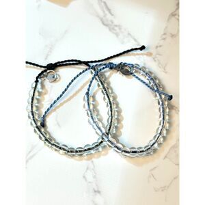 4 Ocean Pair Adjustable Bracelets - Blue and Black Glass
